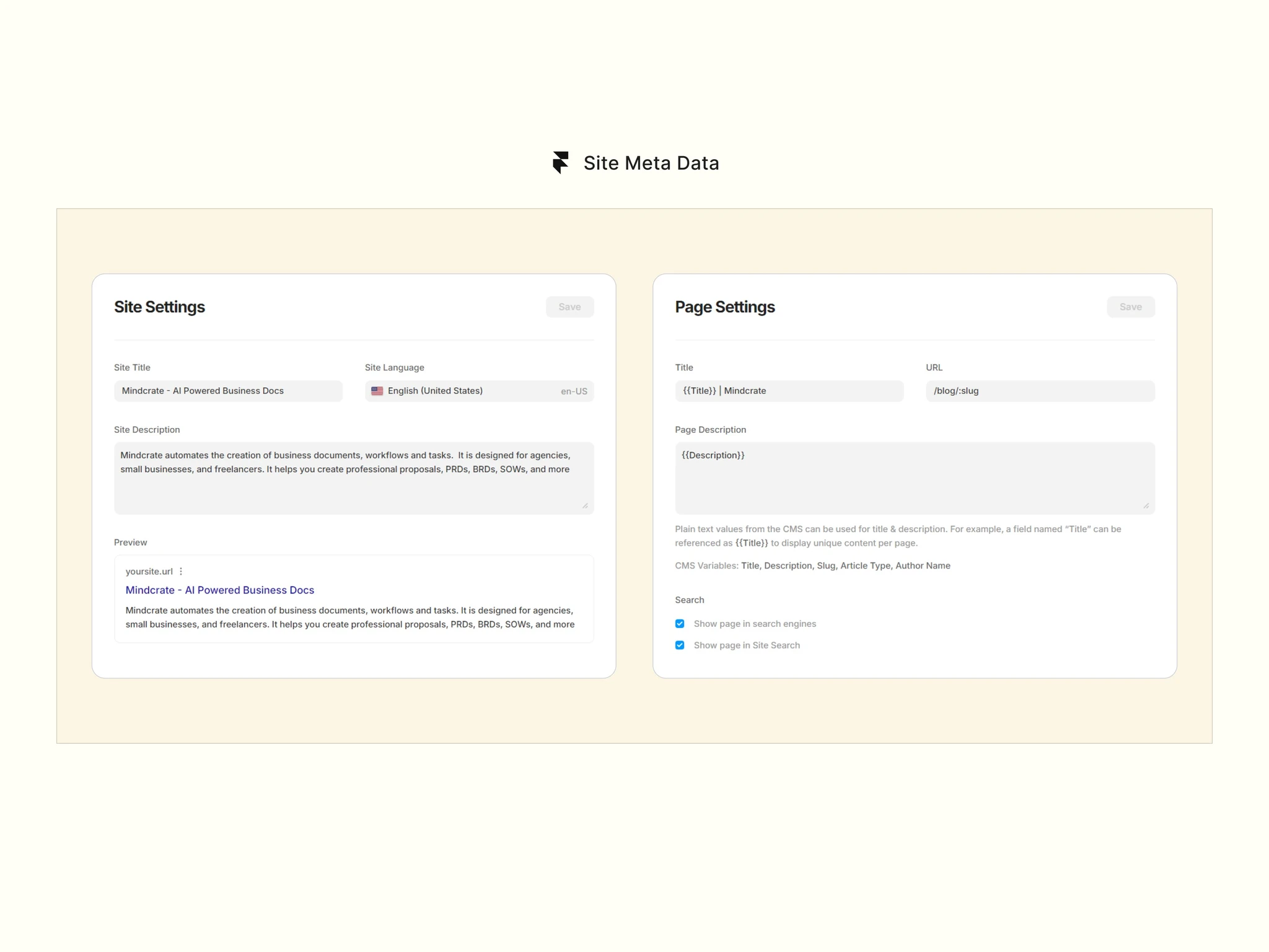 site meta data