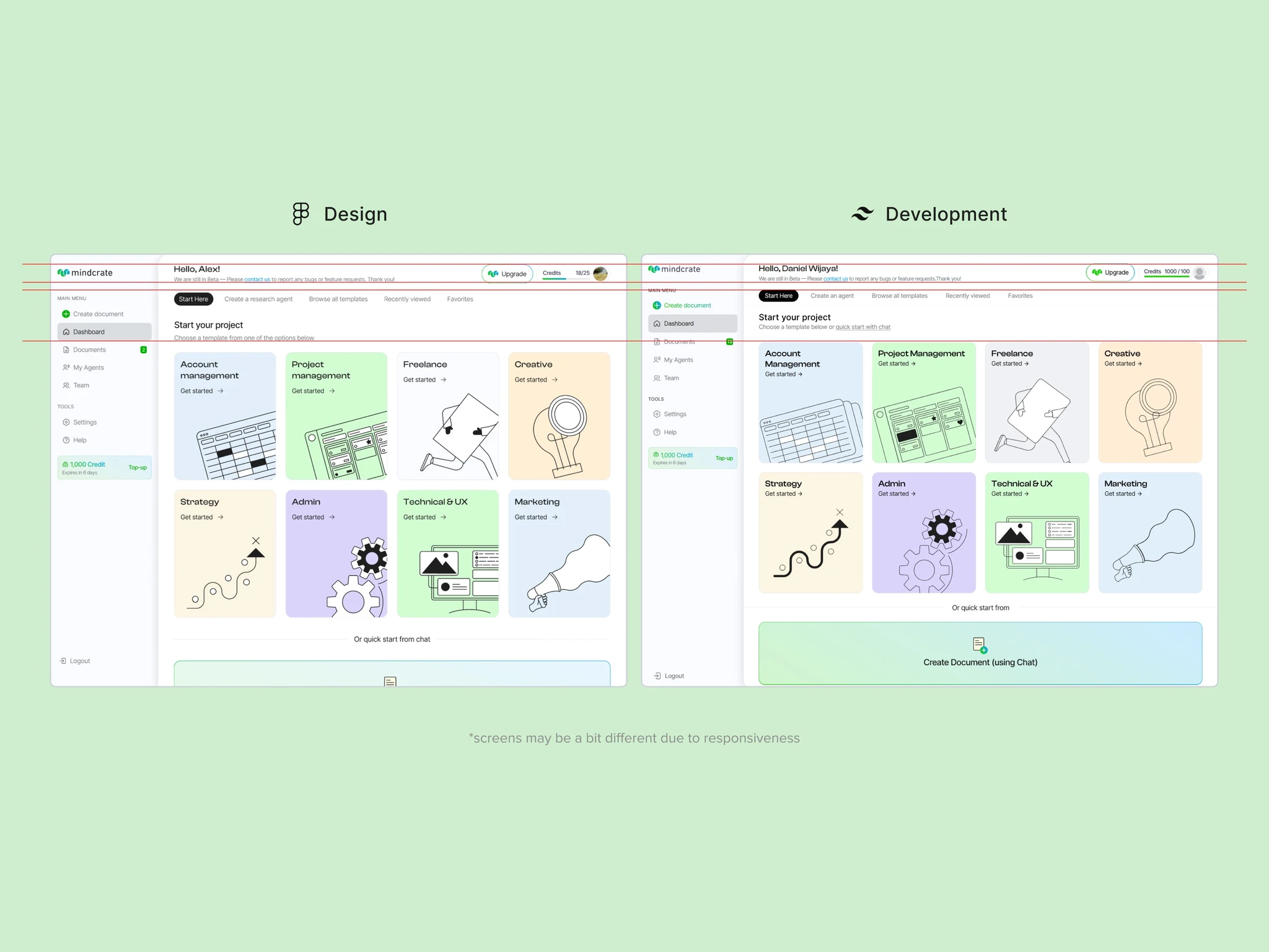 design vs development